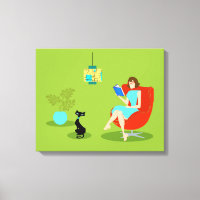 Retro Reading Frauen gestresste Leinwand drucken