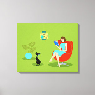 Retro Reading Frauenstarke Canvas Print Leinwanddruck