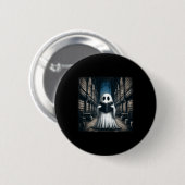 Retro Reading Ghost Library Halloween Librarian Bo Button (Vorne & Hinten)