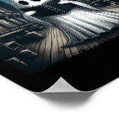 Retro Reading Ghost Library Halloween Librarian Bo Poster (Ecke)