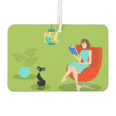 Retro Reading Woman Air Freshener Autolufterfrischer (Rückseite)