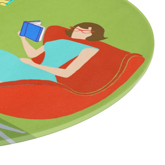 Retro Reading Woman Cutting Board Schneidebrett (Ecke)