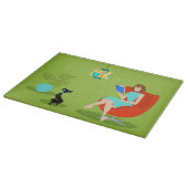 Retro Reading Woman Cutting Board Schneidebrett (Ecke)