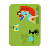 Retro Reading Woman Flexible Magnet (Vertikal)