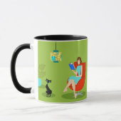 Retro Reading Woman Ringer Tasse (Links)
