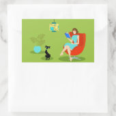 Retro Reading Woman Stickers (Tasche)