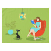 Retro Reading Woman Tableclout Tischdecke (Vorderseite (Horizontal))