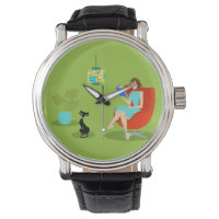 Retro Reading Woman Watch