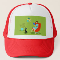 Retro Reading Women Trucker Hat