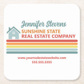 Retro Real Estate Company Open House Marketing Rechteckiger Pappuntersetzer (Vorderseite)