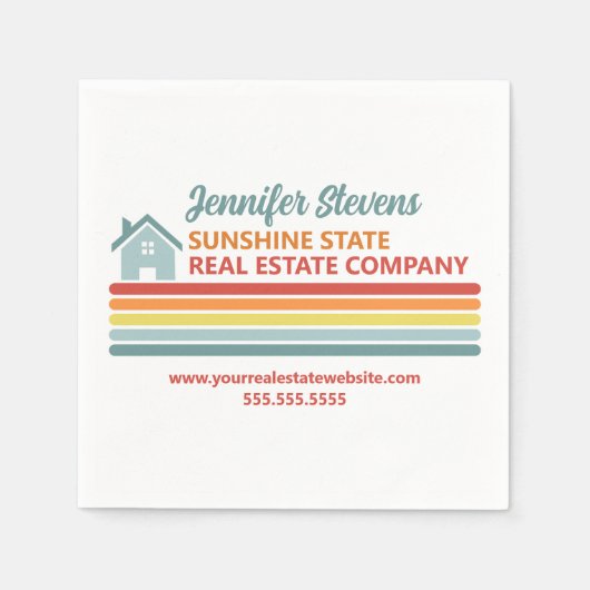 Retro Real Estate Company Open House Marketing Serviette (Vorderseite)