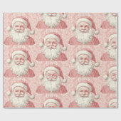 Retro Realistic Santa Claus Pink Muster Geschenkpapier (Flach)