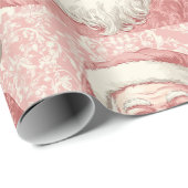 Retro Realistic Santa Claus Pink Muster Geschenkpapier (Rolleneckpunkt)