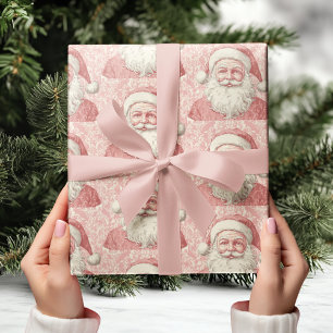 Retro-realistische Weihnachtsmann-Rosa-Muster Geschenkpapier