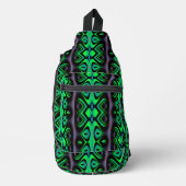 Retro Recap Island Totem Green Print Cut Nähtasche Crossbody Bag (Vorderseite)