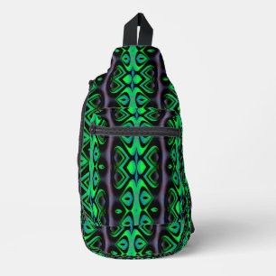 Retro Recap Island Totem Green Print Cut Nähtasche Crossbody Bag