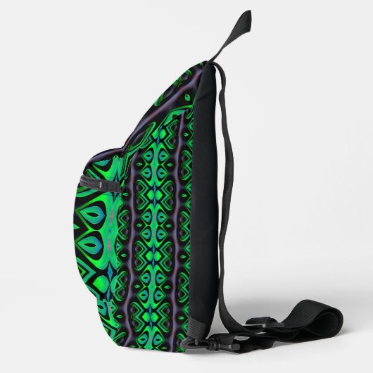 Retro Recap Island Totem Green Print Cut Nähtasche Crossbody Bag (Rechts)