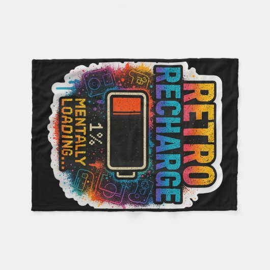 “retro Recharge – Mentally Loading…”  Fleecedecke (Vorderseite (Horizontal))