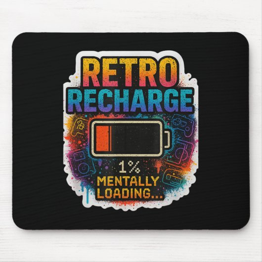 “retro Recharge – Mentally Loading…” Mousepad (Vorne)