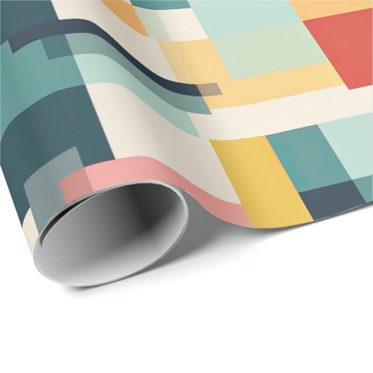 Retro-Rechtecke Abstrakt Mitte Jahrhundert Moderne Geschenkpapier (Rolleneckpunkt)