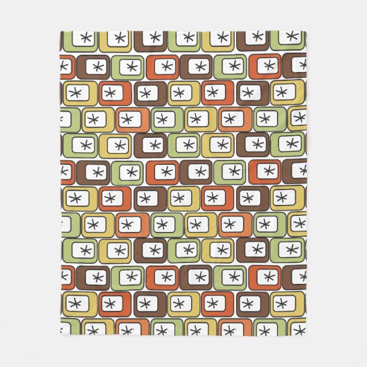 Retro-Rechtecke mit Sternexplosionen Fleecedecke (Vorderseite)