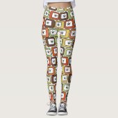 Retro-Rechtecke mit Sternexplosionen Leggings (Vorderseite)