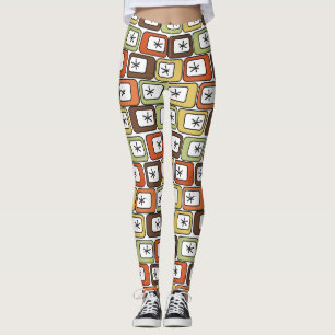 Retro-Rechtecke mit Sternexplosionen Leggings