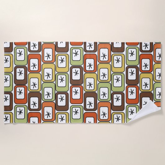 Retro-Rechtecke mit Sternexplosionen Strandtuch (Vorderseite)