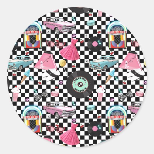 Retro Record 1950er-50er-Gastgeschenk Runder Aufkleber (Vorderseite)