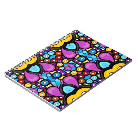 Retro Record Abstrakt Art Fun Design Notizblock (Linke Seite)