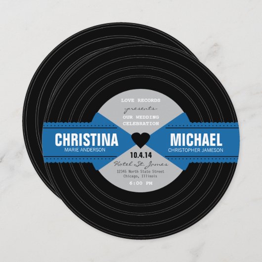 Retro Record - Einladung (Vorne/Hinten)