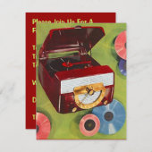Retro Record Hop Sock Hop Wendezeit Einladung (Vorne/Hinten)