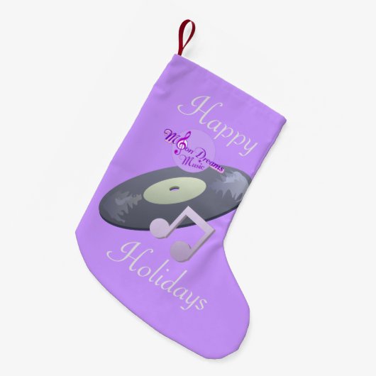 Retro Record Lila Weihnachts-Strumpf Kleiner Weihnachtsstrumpf (Vorderansicht (hängend))