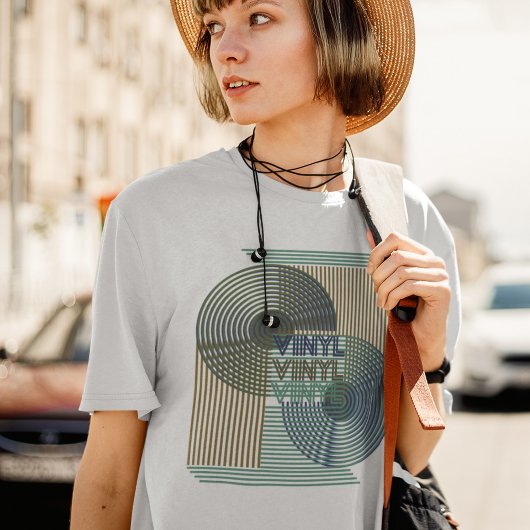 Retro Record Line Art Modern Vinyl T-Shirt
