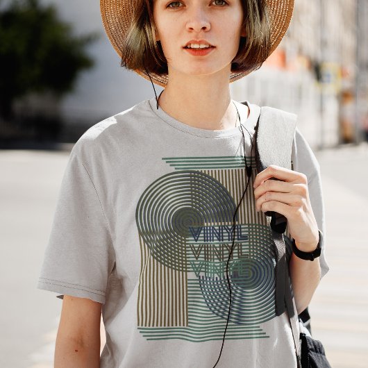 Retro Record Line Art Modern Vinyl T-Shirt