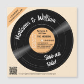 Retro Record Monogram QR Magnet Save the Date (Vorderseite)