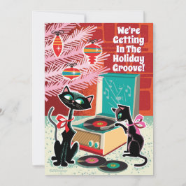 Retro Record Player Cool Katzen Weihnachtsgeschenk Einladung