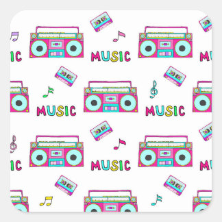 Retro-Recorder-Band nahtlos Quadratischer Aufkleber