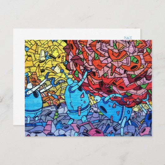 Retro Recycelnd Roboter Wall Art Graffiti Postkarte (Vorne/Hinten)