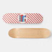 Retro Red and Blue Train Skateboard (Horizontal)
