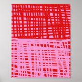 Retro Red and Pink Abstract Grid Poster (Vorne)
