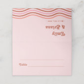 Retro Red and Pink Boho Disco Wedding Platzkarte (Außenseite Aufgefaltet)