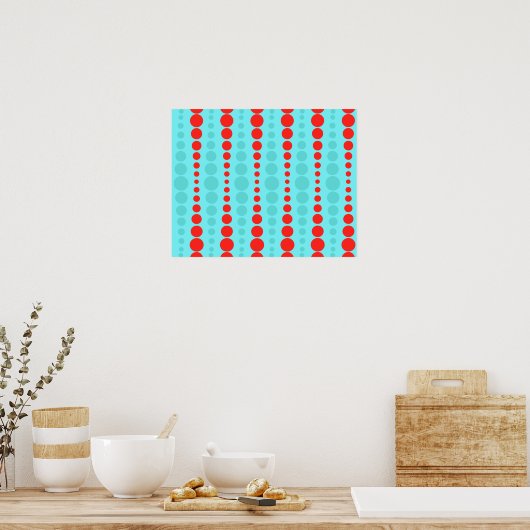 Retro Red and Turquoise Doster Poster (Küche)