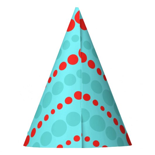 Retro Red and Turquoise Dots Party Hat Partyhütchen (Rückseite)