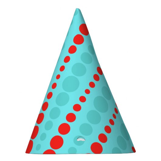 Retro Red and Turquoise Dots Party Hat Partyhütchen (Rechts)