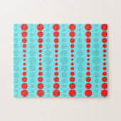 Retro Red and Turquoise Dots Puzzle (Horizontal)