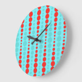 Retro Red and Turquoise Dots Round Wall Clock Große Wanduhr (Winkel)