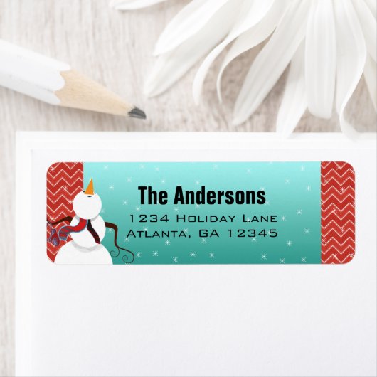 Retro Red Aqua Weihnachtsschneemann auf der Suche (Insitu)