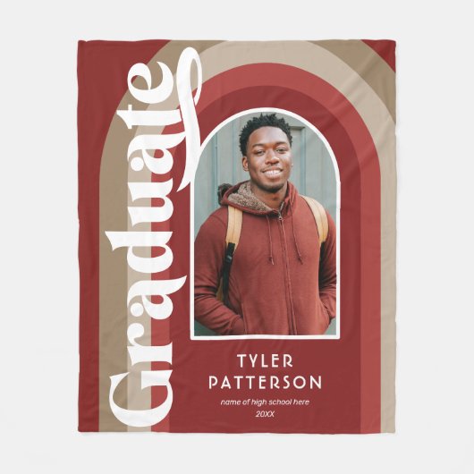 Retro Red Arch Foto 2025 Abschluss Fleecedecke (Vorderseite)