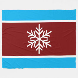 Retro Red Azure Stripes White Nordic Snowflake Fleecedecke